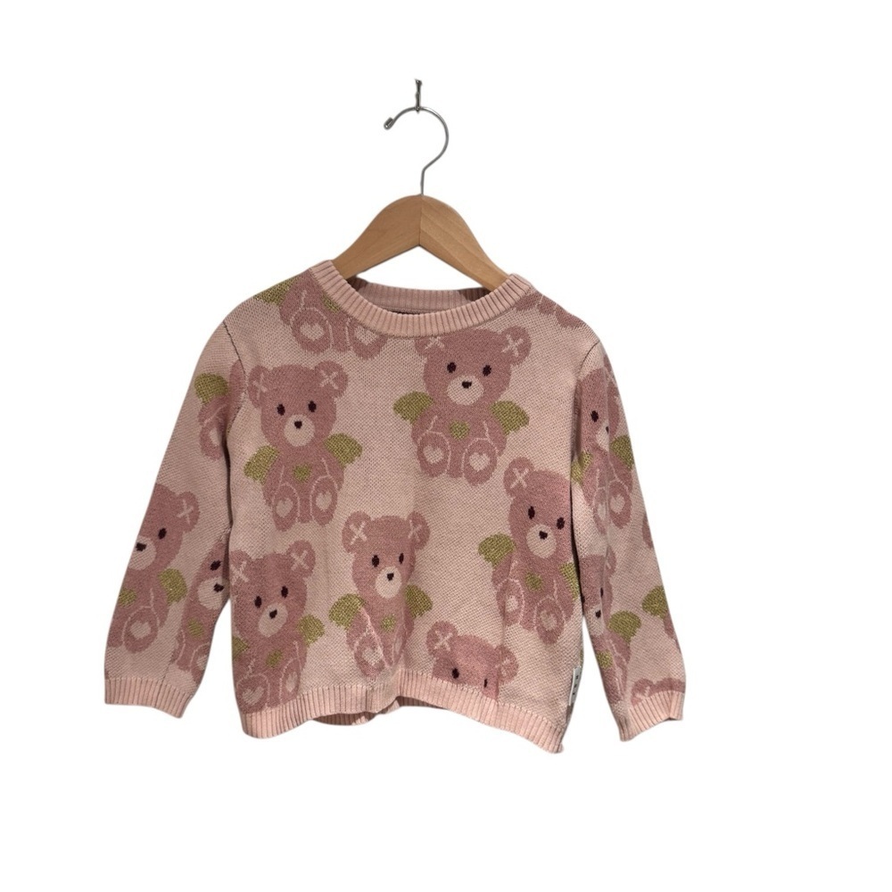 Huxbaby Pink Angel Bear Knit Sweater - size 3